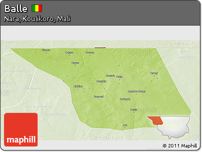 Physical 3D Map of Balle, lighten