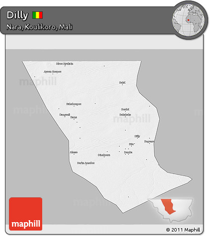 Gray 3D Map of Dilly, single color outside