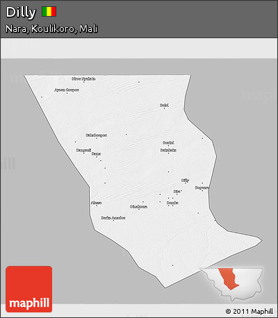 Gray 3D Map of Dilly, single color outside