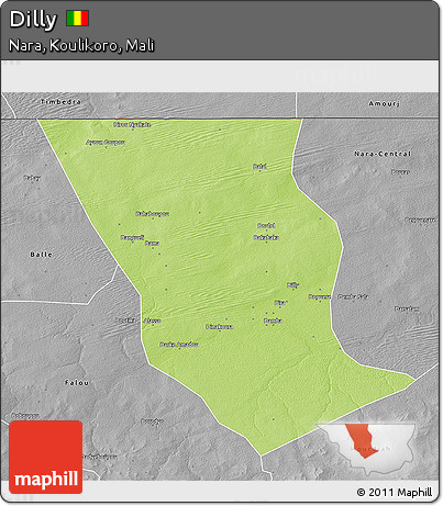 Physical 3D Map of Dilly, desaturated