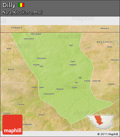 Physical 3D Map of Dilly, satellite outside