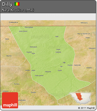 Physical 3D Map of Dilly, satellite outside
