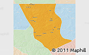Political 3D Map of Dilly, lighten