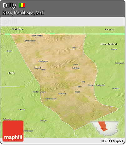 Satellite 3D Map of Dilly, physical outside