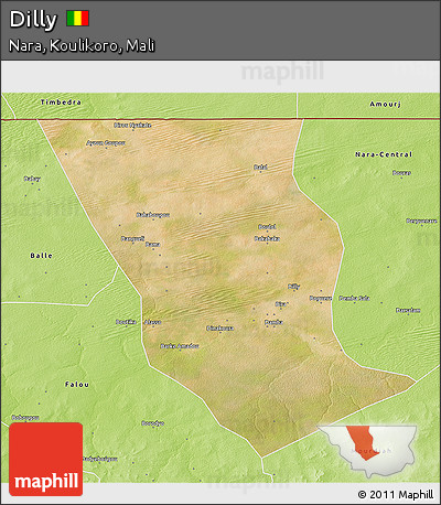 Satellite 3D Map of Dilly, physical outside