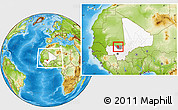 Physical Location Map of Dilly, highlighted country, highlighted parent region, within the entire country