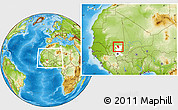 Physical Location Map of Dilly, highlighted grandparent region, within the entire country