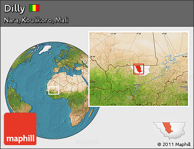 Satellite Location Map of Dilly, highlighted parent region