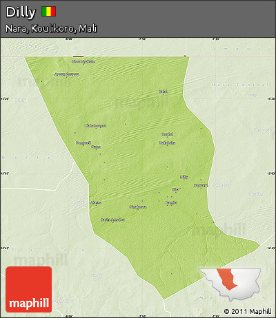 Physical Map of Dilly, lighten