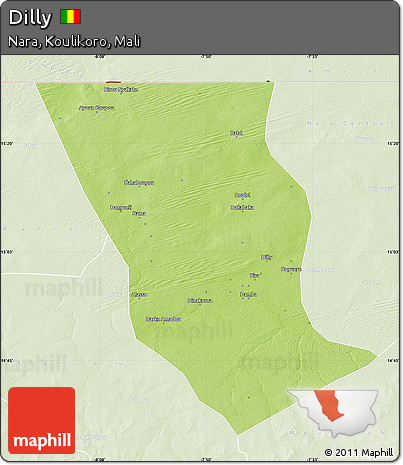 Physical Map of Dilly, lighten
