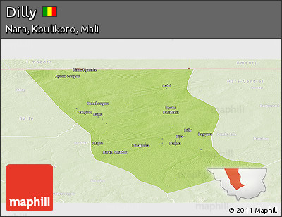 Physical Panoramic Map of Dilly, lighten