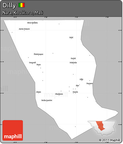 Gray Simple Map of Dilly, single color outside