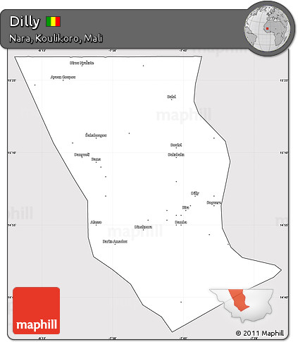 Silver Style Simple Map of Dilly, cropped outside
