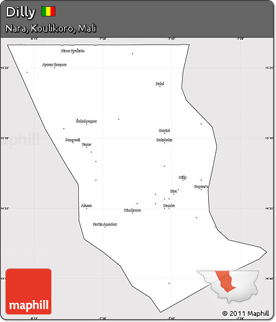 Silver Style Simple Map of Dilly, cropped outside
