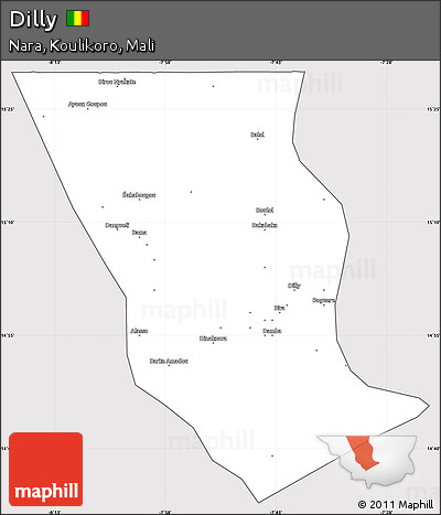 Silver Style Simple Map of Dilly, cropped outside