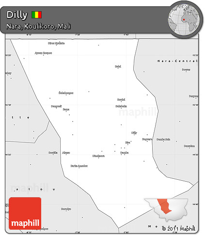 Silver Style Simple Map of Dilly