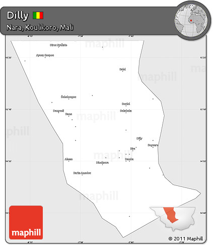 Silver Style Simple Map of Dilly, single color outside