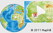 Physical Location Map of Nara, highlighted country, highlighted parent region, within the entire country