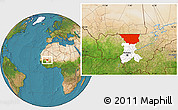 Satellite Location Map of Nara, highlighted parent region