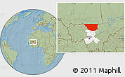 Savanna Style Location Map of Nara, highlighted parent region, hill shading