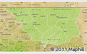 Physical Map of Nara, satellite outside