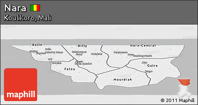 Gray Panoramic Map of Nara, single color outside