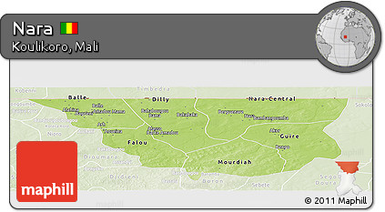 Physical Panoramic Map of Nara, lighten