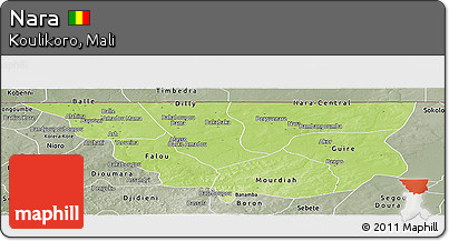 Physical Panoramic Map of Nara, semi-desaturated