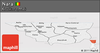 Silver Style Panoramic Map of Nara, single color outside
