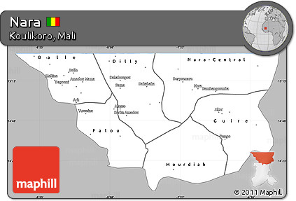 Gray Simple Map of Nara, single color outside