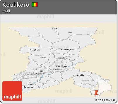 Classic Style Panoramic Map of Koulikoro, single color outside