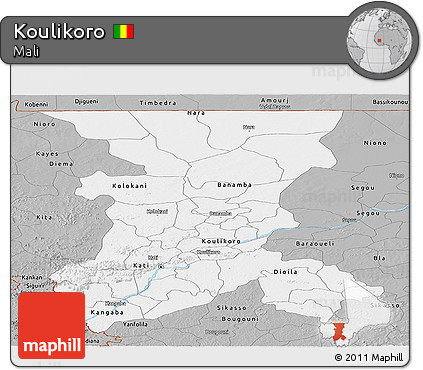 Gray Panoramic Map of Koulikoro