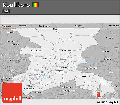 Gray Panoramic Map of Koulikoro