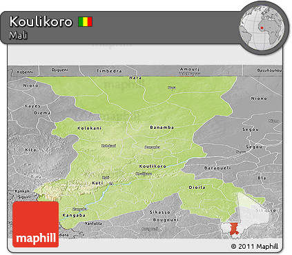 Physical Panoramic Map of Koulikoro, desaturated