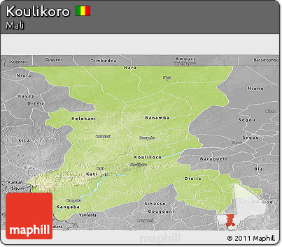 Physical Panoramic Map of Koulikoro, desaturated