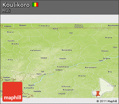 Physical Panoramic Map of Koulikoro