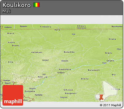Physical Panoramic Map of Koulikoro