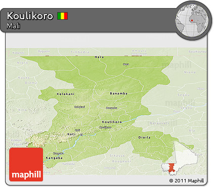 Physical Panoramic Map of Koulikoro, lighten