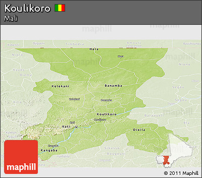 Physical Panoramic Map of Koulikoro, lighten