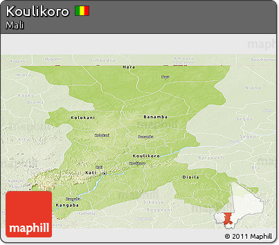 Physical Panoramic Map of Koulikoro, lighten