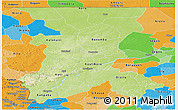 Physical Panoramic Map of Koulikoro, political outside