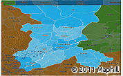 Political Shades Panoramic Map of Koulikoro, darken