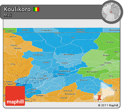 Political Shades Panoramic Map of Koulikoro