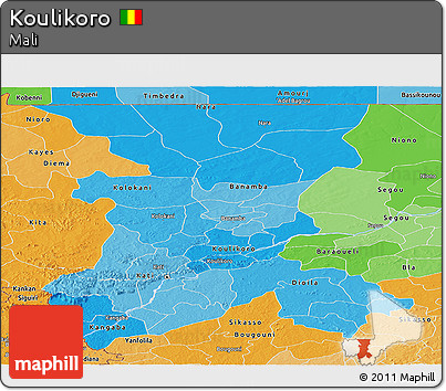 Political Shades Panoramic Map of Koulikoro