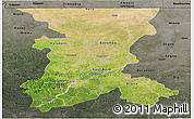 Satellite Panoramic Map of Koulikoro, darken, semi-desaturated