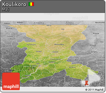 Satellite Panoramic Map of Koulikoro, desaturated