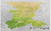 Satellite Panoramic Map of Koulikoro, lighten, desaturated