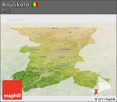 Satellite Panoramic Map of Koulikoro, lighten