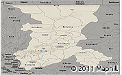 Shaded Relief Panoramic Map of Koulikoro, darken, semi-desaturated