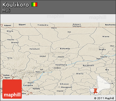 Shaded Relief Panoramic Map of Koulikoro